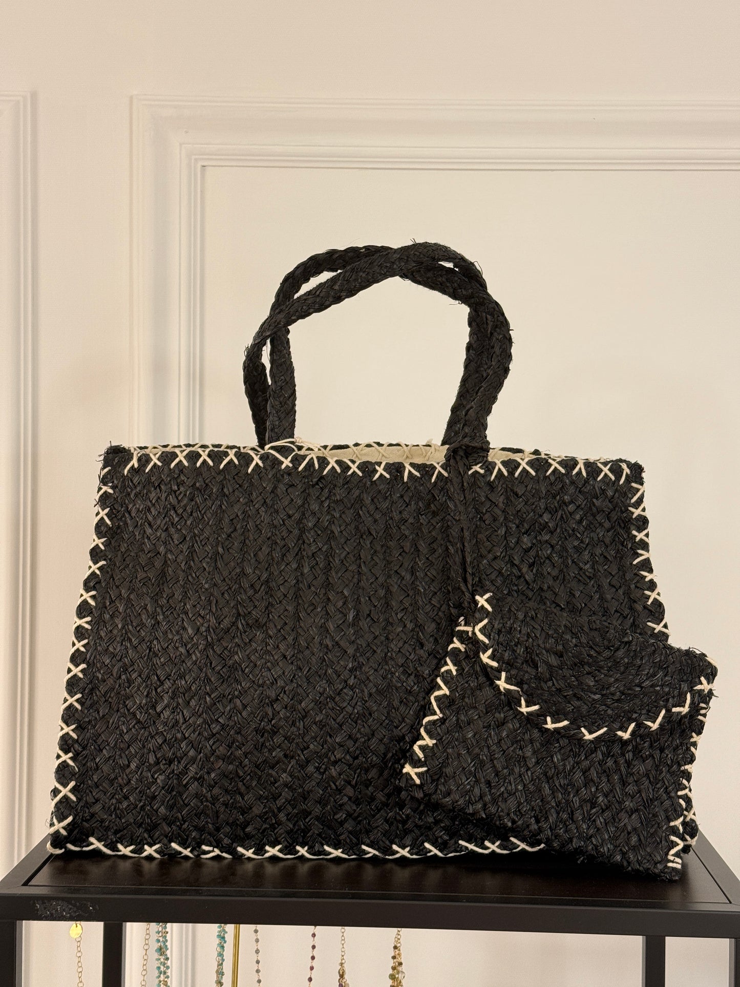 Borsa Rafia con Pochette
