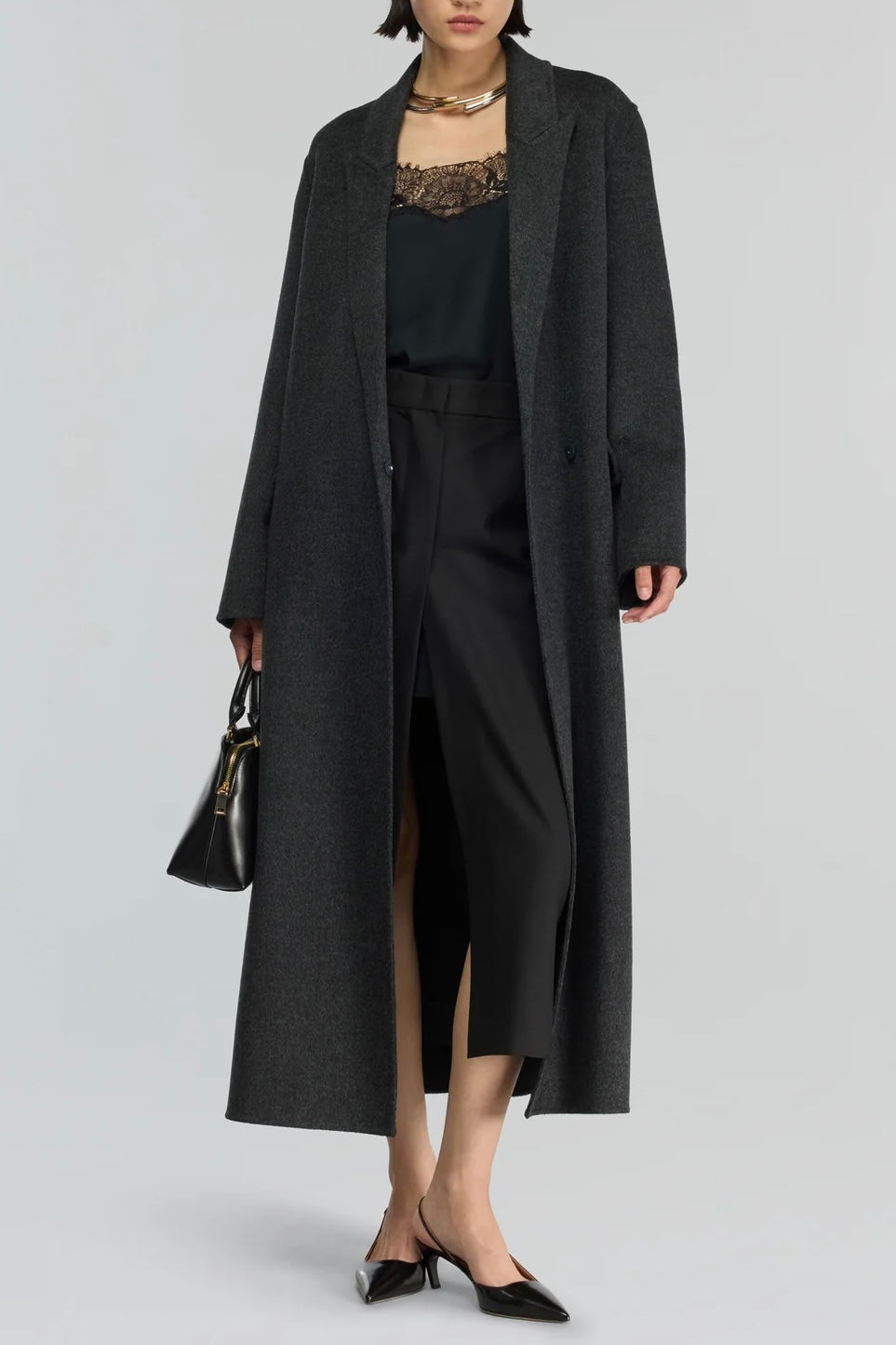 Cappotto Panno con Cinta Ecopelle