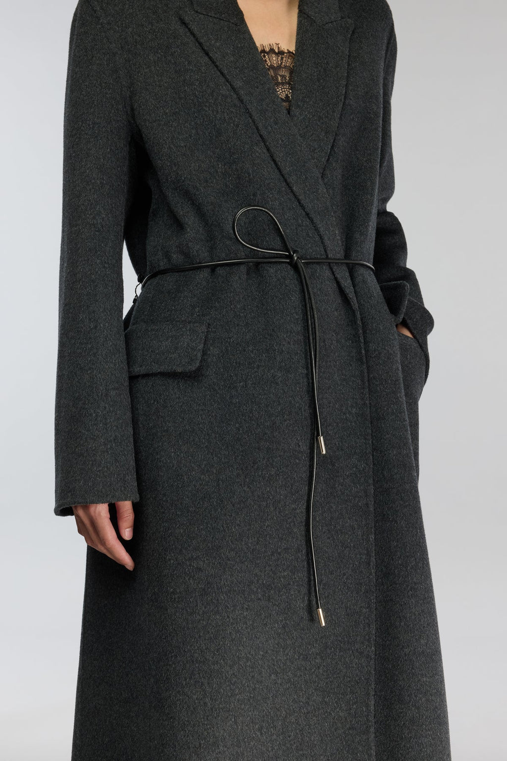 Cappotto Panno con Cinta Ecopelle