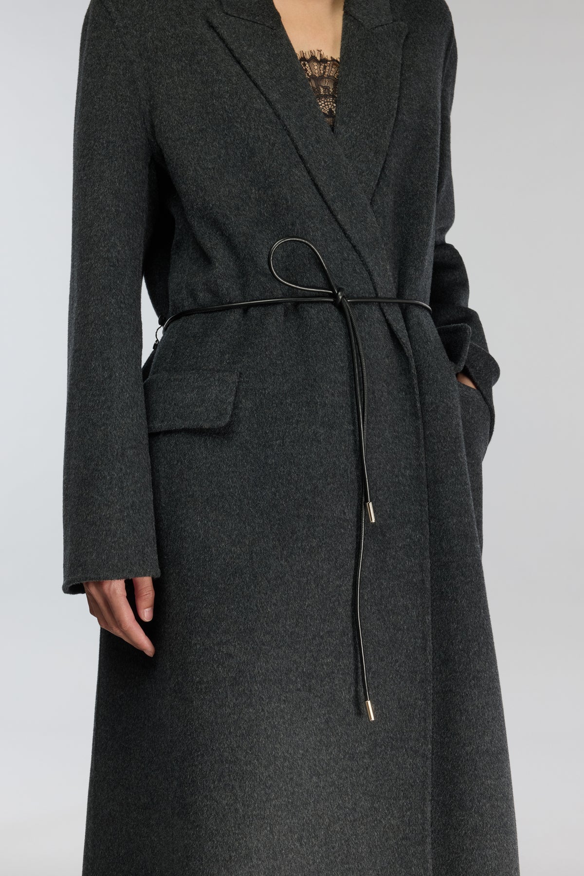 Cappotto Panno con Cinta Ecopelle