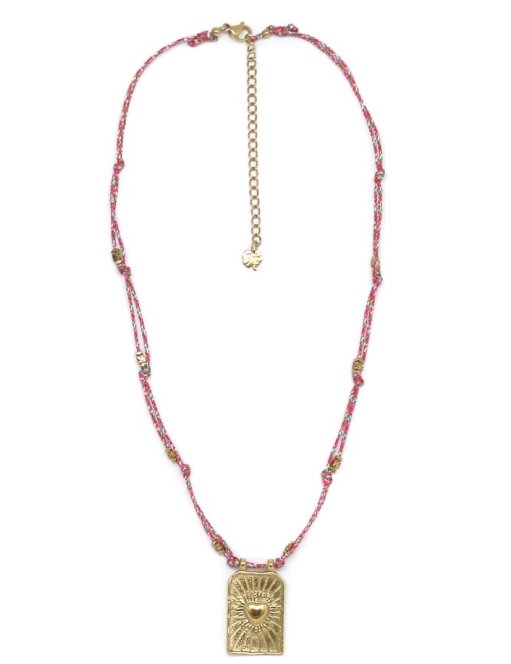 Collana Placchetta Cuore Fucsia